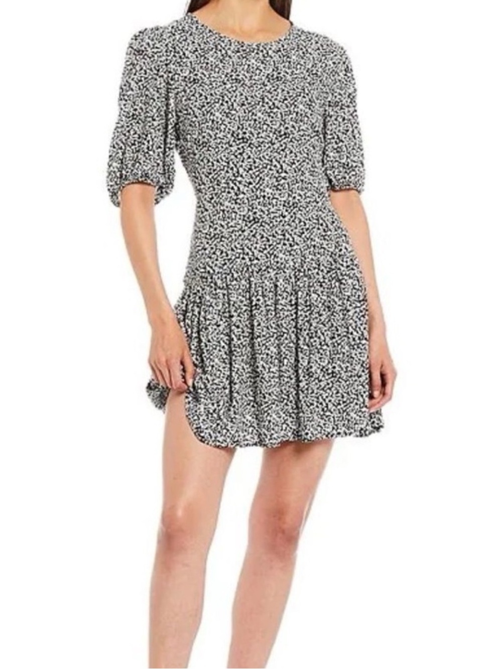 Free People Printed Mini Dress Size Small Open Back Black White